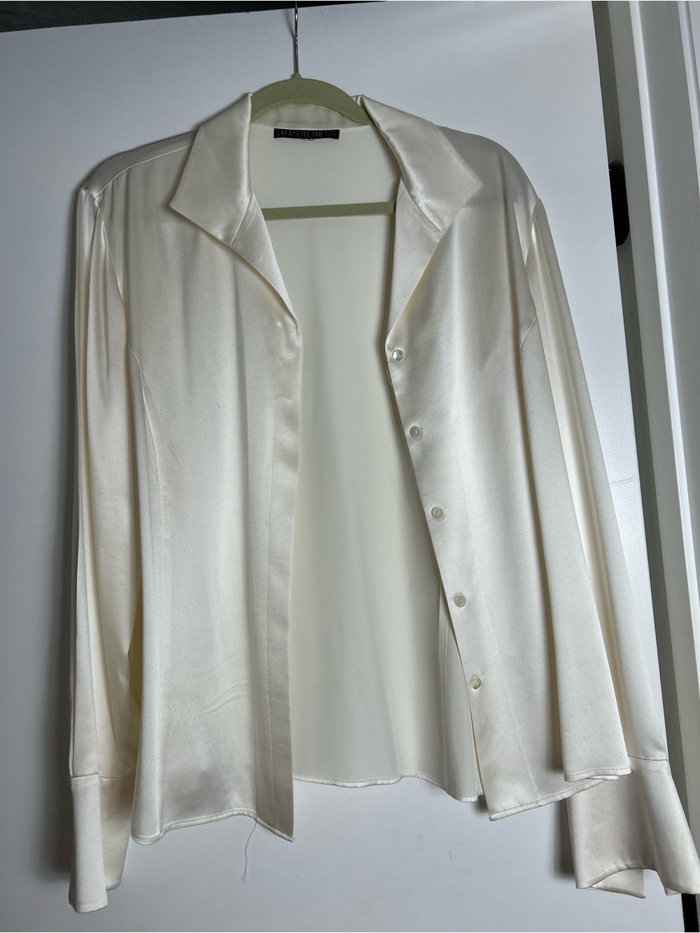 Lafayette 148 New York Cream Satin Shirt